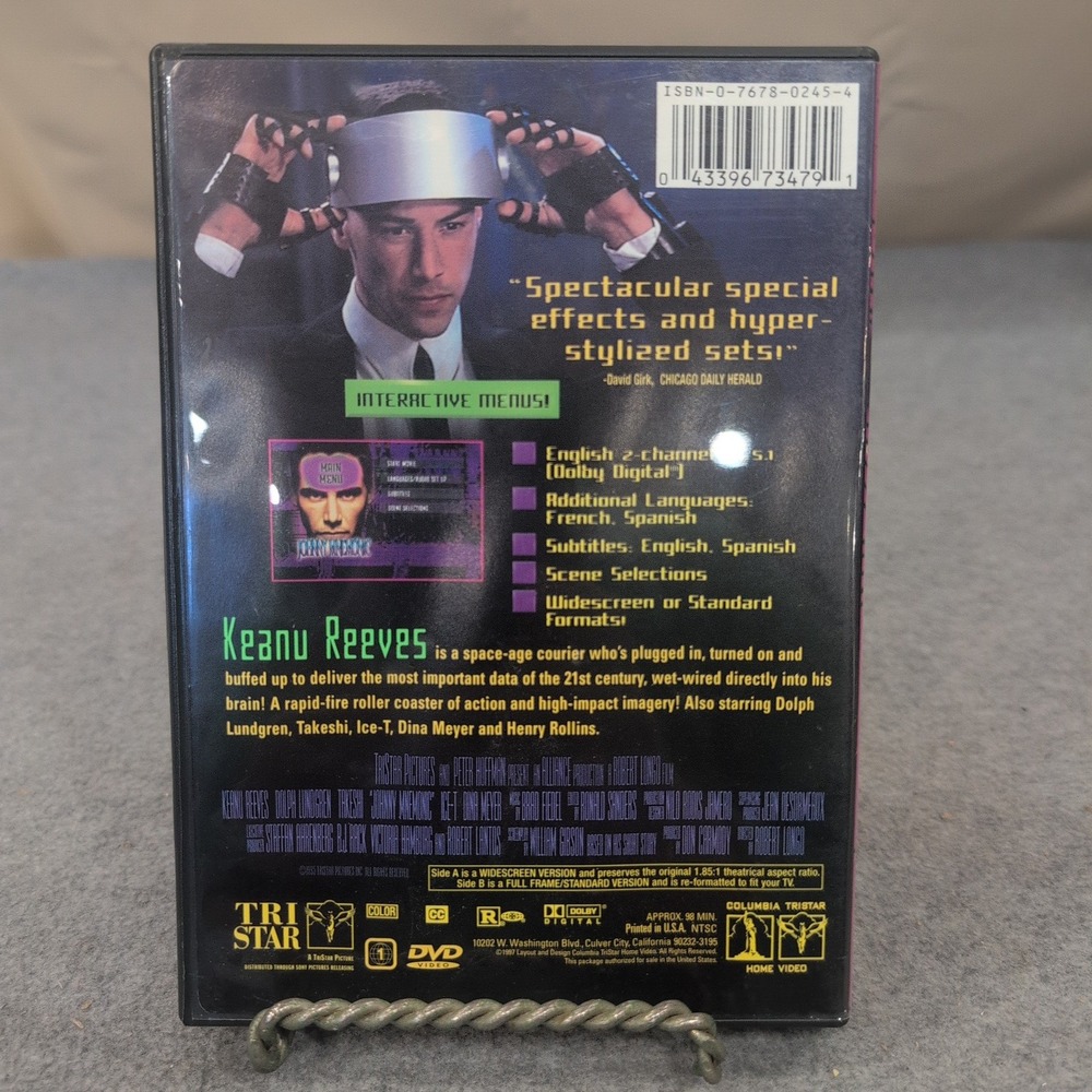 Johnny Mnemonic DVD Keanu Reeves Dolph Lundgren Sci-Fi Action Movie 1995 73479 - Picture 2 of 2